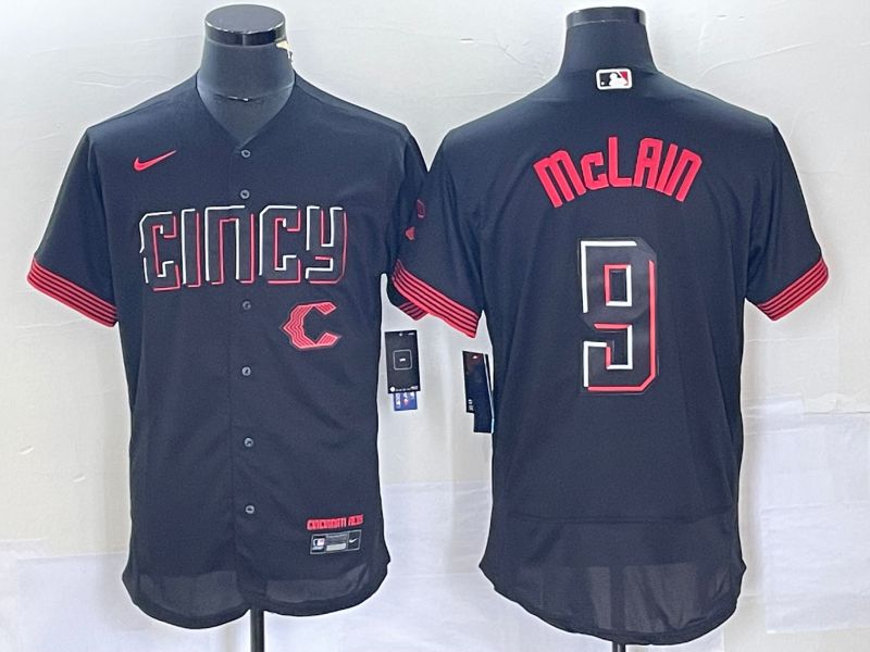 Men Cincinnati Reds #9 Mclain Nike Black 2023 City Connect Replica Player Elite MLB Jersey2